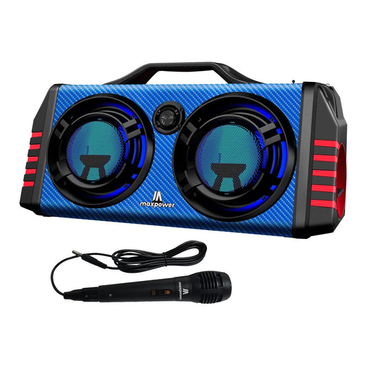 Maxpower Portable Dual 8" Karaoke Bluetooth Speaker With Flashing Led Lights (blue)